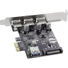 InLine Controladora host USB 3.0 de 3+1 portas, PCIe, com alimentação SATA e suporte LP