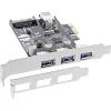 InLine Controladora host USB 3.0 de 3+1 portas, PCIe, com alimentação SATA e suporte LP