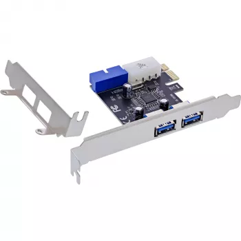 InLine Controlador host USB 3.2 Gen.1 2+2 portas, PCIe, com alimentação SATA + chapa LP