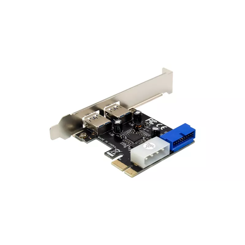 InLine Controlador host USB 3.2 Gen.1 2+2 portas, PCIe, com alimentação SATA + chapa LP