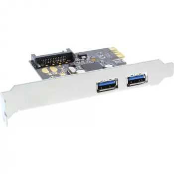 InLine Placa controladora host USB 3.0 2 portas com conector de alimentação auxiliar SATA PCIe