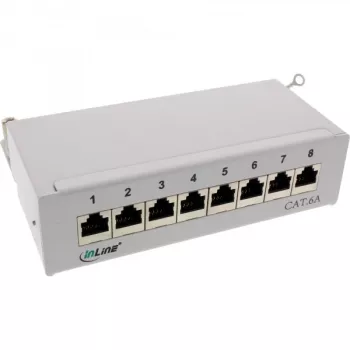 InLine Patch panel Cat.6A montagem em mesa/parede 8 portas cinzento-claro RAL7035