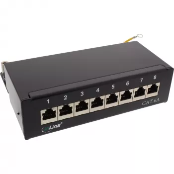 InLine Patch panel Cat.6A montagem em mesa/parede 8 portas preto RAL9005