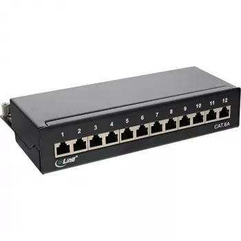 InLine Patch panel Cat.6A montagem em mesa/parede 12 portas preto