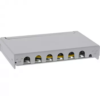 Patch panel InLine Cat.6A 0,5HE 6 portas, mesa/parede/calha, cinzento com proteção contra pó