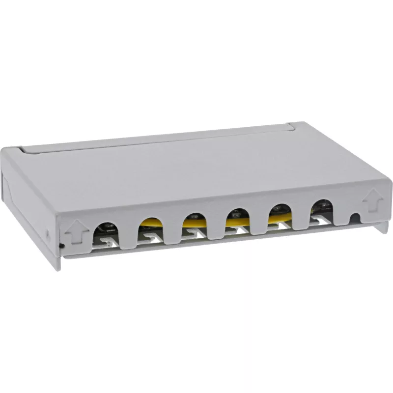 Patch panel InLine Cat.6A 0,5HE 6 portas, mesa/parede/calha, cinzento com proteção contra pó