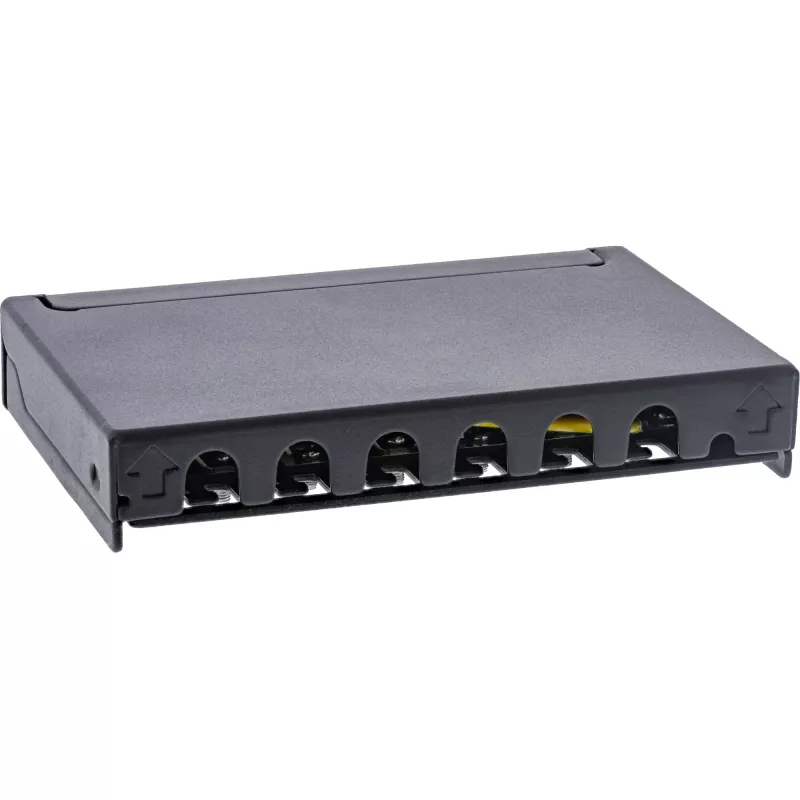 InLine Patch panel Cat.6A 0,5U 6 portas, mesa/parede/calha, preto com proteção contra pó