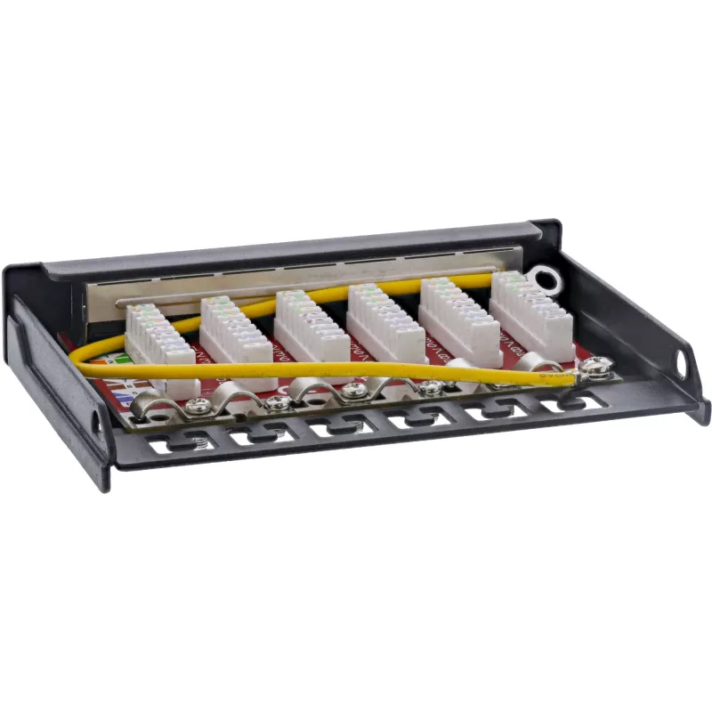 InLine Patch panel Cat.6A 0,5U 6 portas, mesa/parede/calha, preto com proteção contra pó