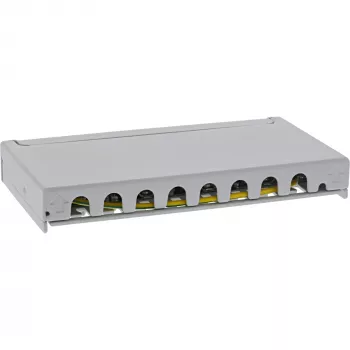 Patch panel InLine Cat.6A 0,5HE 8 portas, mesa/parede/calha, cinzento, proteção contra pó
