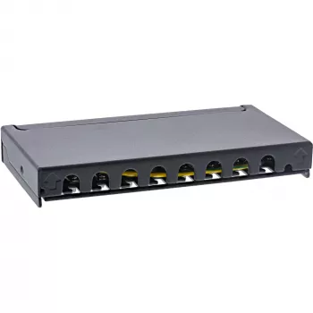 InLine Patch panel Cat.6A 0,5U 8 portas, mesa/parede/calha, preto, proteção contra pó