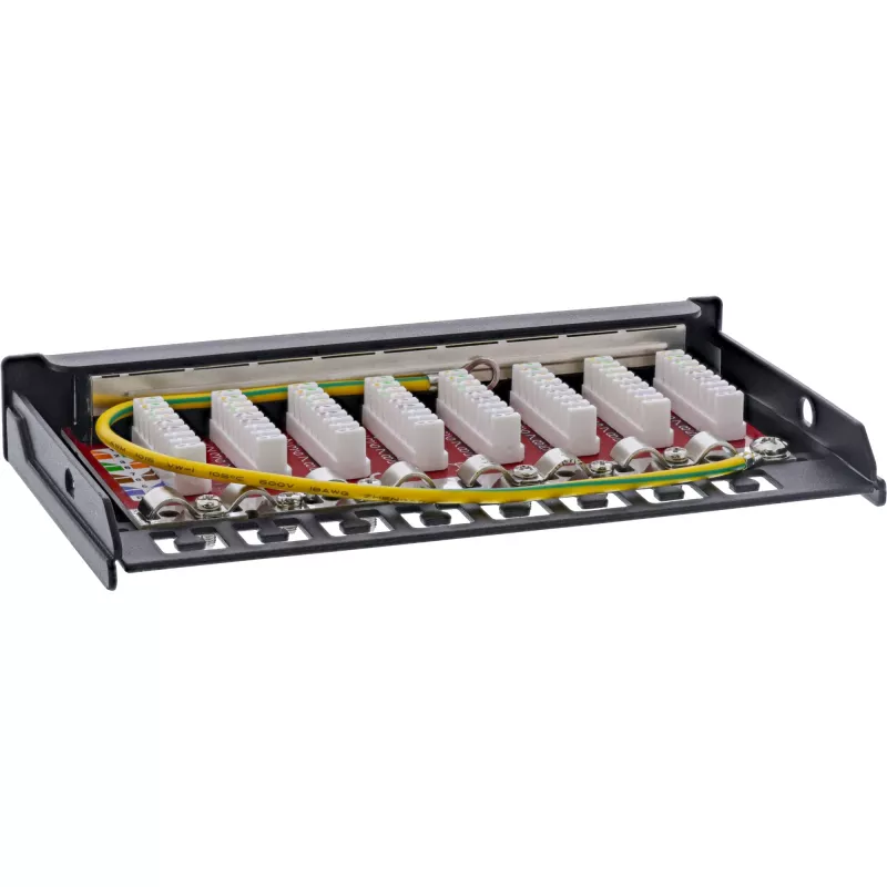 InLine Patch panel Cat.6A 0,5U 8 portas, mesa/parede/calha, preto, proteção contra pó