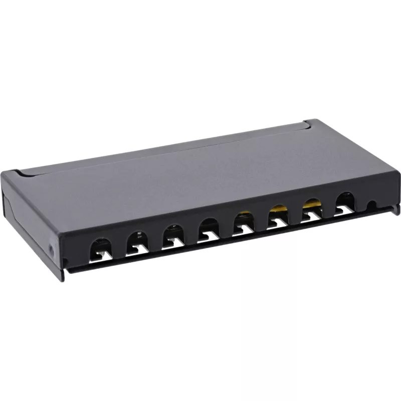 Patch panel InLine Cat.6A 0,5HE 8 portas, montagem em mesa/parede preto RAL9005