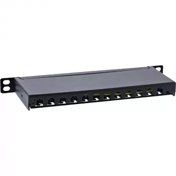 Patch panel InLine 10 polegadas Cat.6A 0,5HE 12 portas, com proteção contra pó, preto