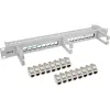 Patch panel InLine Cat.6A 16 vias, com 3 guias de gestão de cabos, 16 keystones, 19