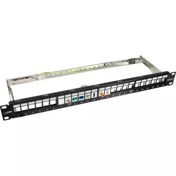 Blank Patch Panel InLine 76824A 19 polegadas Cat.6A 24 portas 1U cinzento-claro
