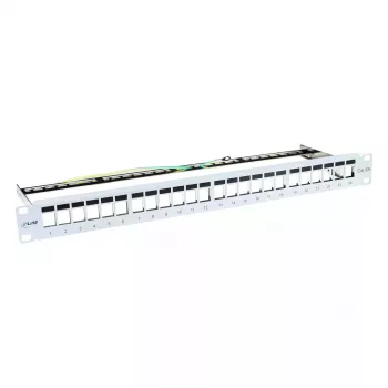 Blank Patch Panel InLine 76824A 19 polegadas Cat.6A 24 portas 1U cinzento-claro