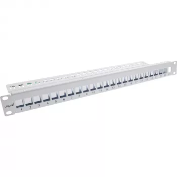 InLine Blank Patch Panel 19 polegadas 24 portas 1U cinzento-claro montagem em rack