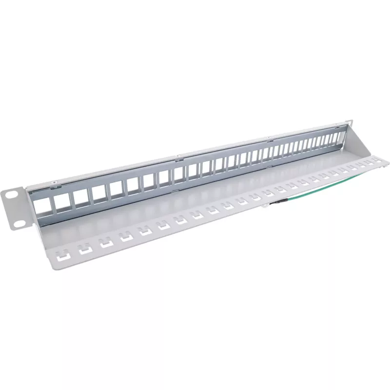 InLine Blank Patch Panel 19 polegadas 24 portas 1U cinzento-claro montagem em rack