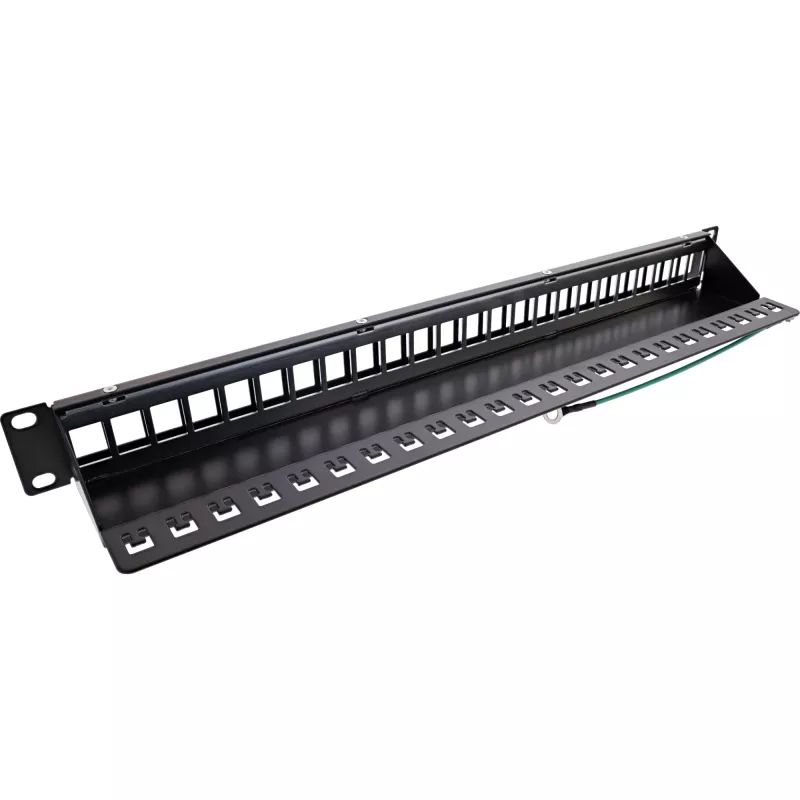InLine Blank Patch Panel 19 polegadas 24 portas 1U preto