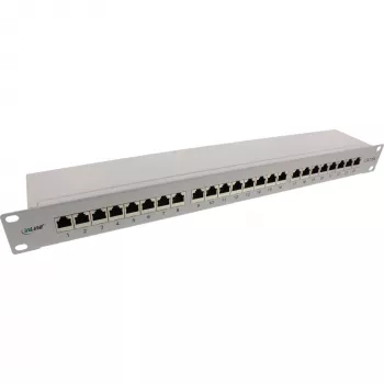 InLine Patch panel 19 polegadas Cat.6A 24 portas 1U cinzento-claro RAL7035