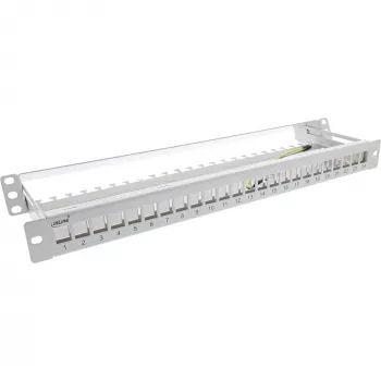InLine Blank Patch Panel com extração 19 polegadas 24 portas 1U cinzento-claro
