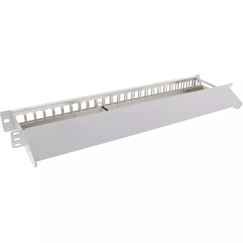 InLine Blank Patch Panel com extração 19 polegadas 24 portas 1U cinzento-claro