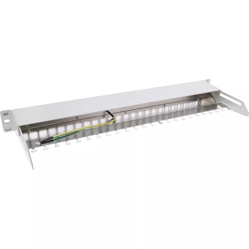 InLine Blank Patch Panel com extração 19 polegadas 24 portas 1U cinzento-claro