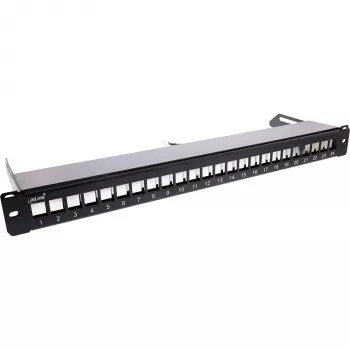 InLine Blank Patch Panel extraível 19 polegadas 24 portas 1U preto