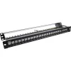 InLine Blank Patch Panel extraível 19 polegadas 24 portas 1U preto