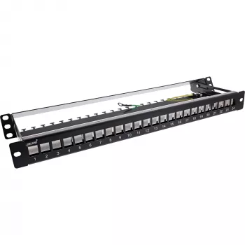 InLine Blank Patch Panel extraível 19 polegadas 24 portas 1U preto