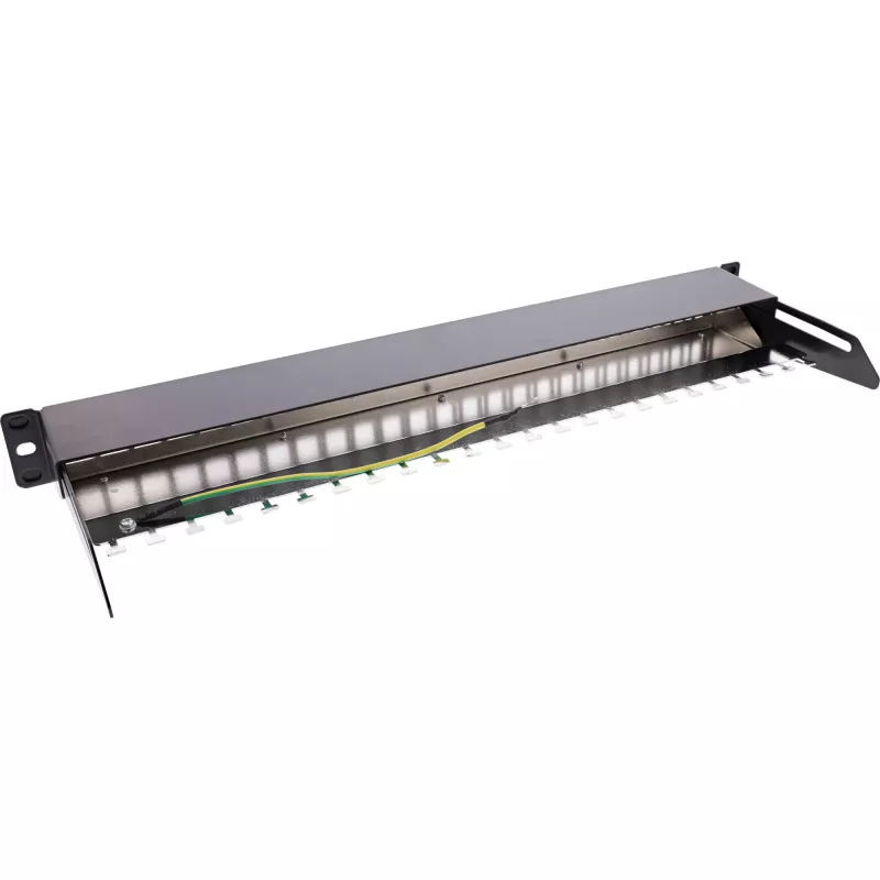 InLine Blank Patch Panel extraível 19 polegadas 24 portas 1U preto