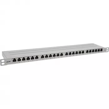 InLine Patch panel 19 polegadas Cat.6A 0,5U 24 portas, com proteção contra pó, cinzento