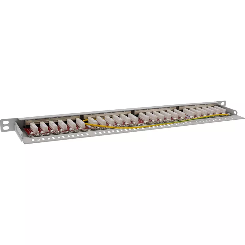 InLine Patch panel 19 polegadas Cat.6A 0,5U 24 portas, com proteção contra pó, cinzento