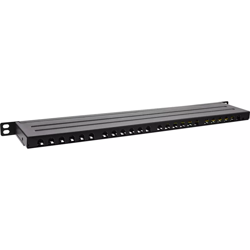 InLine Patch panel 19 polegadas Cat.6A 0,5U 24 portas, com proteção contra pó, preto