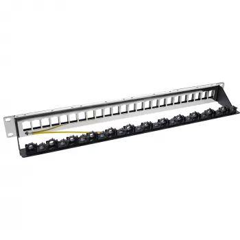 InLine Patch panel 24 vias, painel vazio Keystone, 19 polegadas, 1U, preto