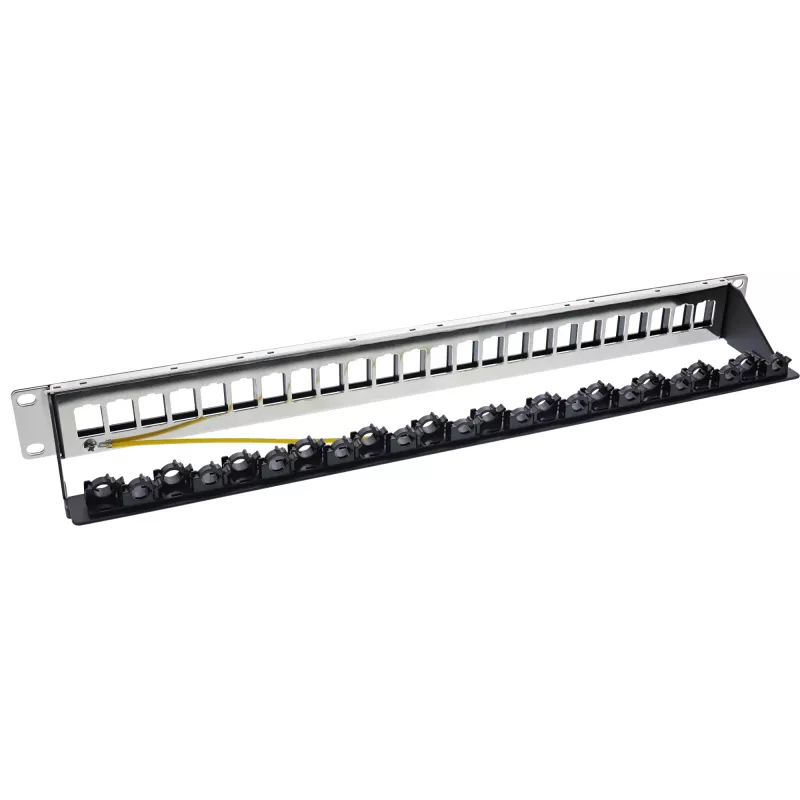 InLine Patch panel 24 vias, painel vazio Keystone, 19 polegadas, 1U, preto