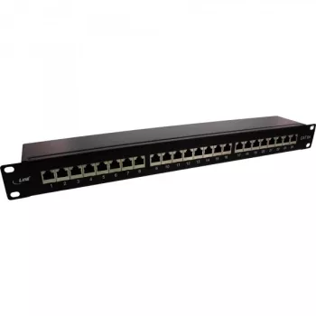 InLine Patch panel 19 polegadas Cat.6A 24 portas 1U preto RAL 9005
