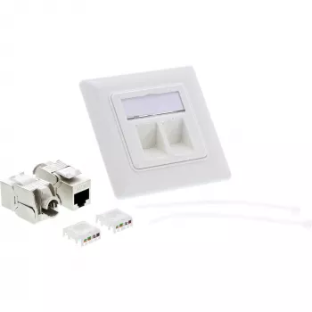 InLine Tomada de embutir Cat.6A 2x RJ45 branco RAL9010