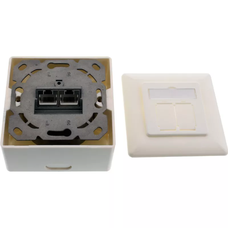 InLine Tomada de parede Cat.6A de sobrepor ou embutir 2x conector fêmea RJ45 76842S