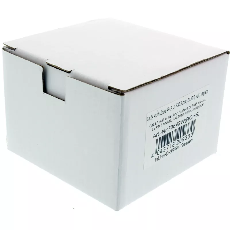 InLine Tomada de embutir Cat.6A de sobrepor 2x conector fêmea RJ45 RAL9010 branco