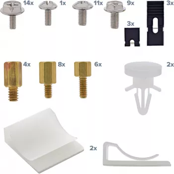 InLine Conjunto de parafusos com jumpers, clipes adesivos, espaçadores, clipes para cabos, 63 unid., InLine 77778