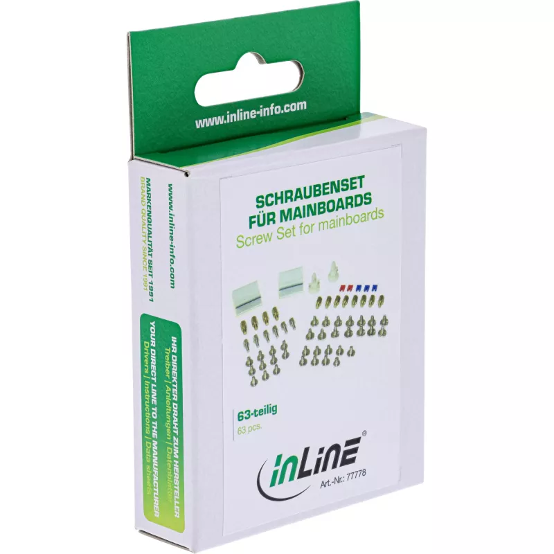 InLine Conjunto de parafusos com jumpers, clipes adesivos, espaçadores, clipes para cabos, 63 unid., InLine 77778