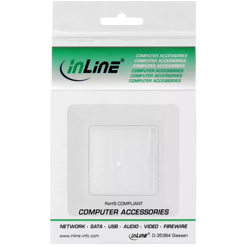 Moldura de parede com passagem de escovas InLine 78501 para TV, plástico, branco RAL9010, 80×80 mm