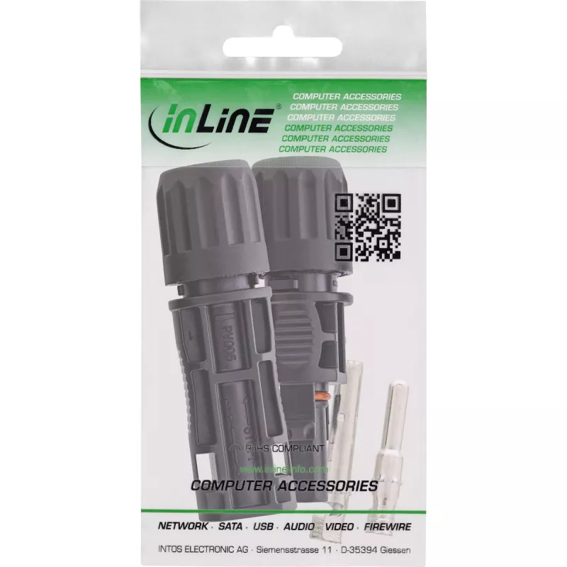 InLine 94001 conector de fios Standard4/MC4/PV4 preto ficha/conector fêmea