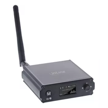 InLine recetor HiFi Bluetooth 5.1 e DAC USB com LCD alcance de 30 m