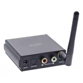 InLine recetor HiFi Bluetooth 5.1 e DAC USB com LCD alcance de 30 m