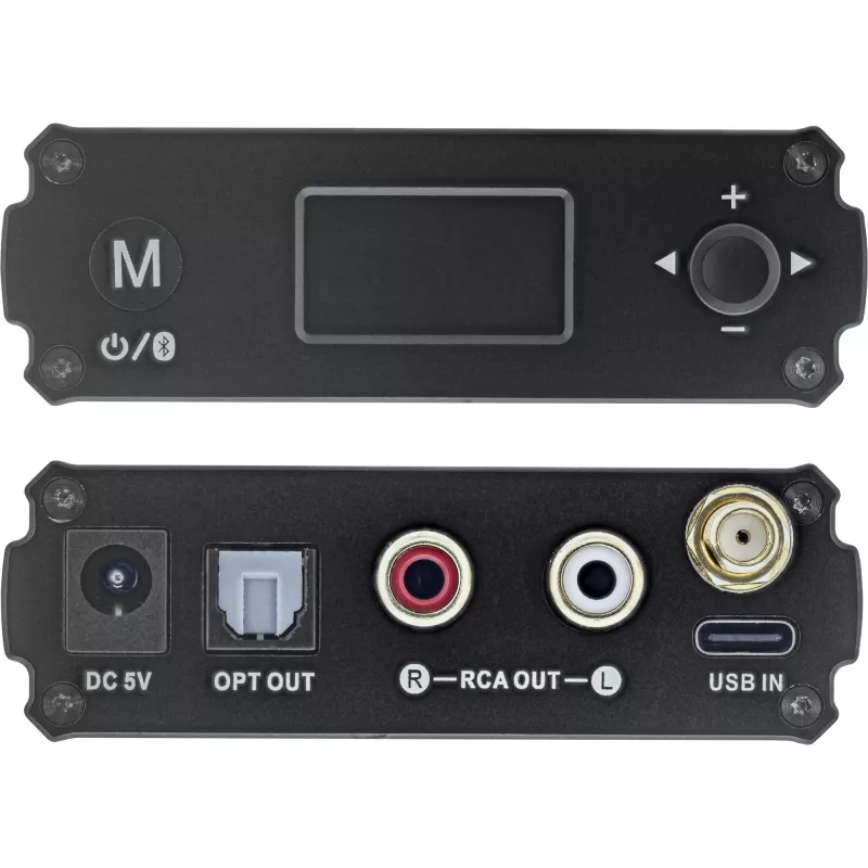 InLine recetor HiFi Bluetooth 5.1 e DAC USB com LCD alcance de 30 m