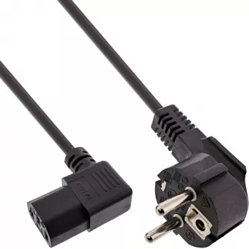 InLine B-16752B Cabo de alimentação, tipo F angular para C13 angular, 0,5 m, preto, pack a granel de 60 peças