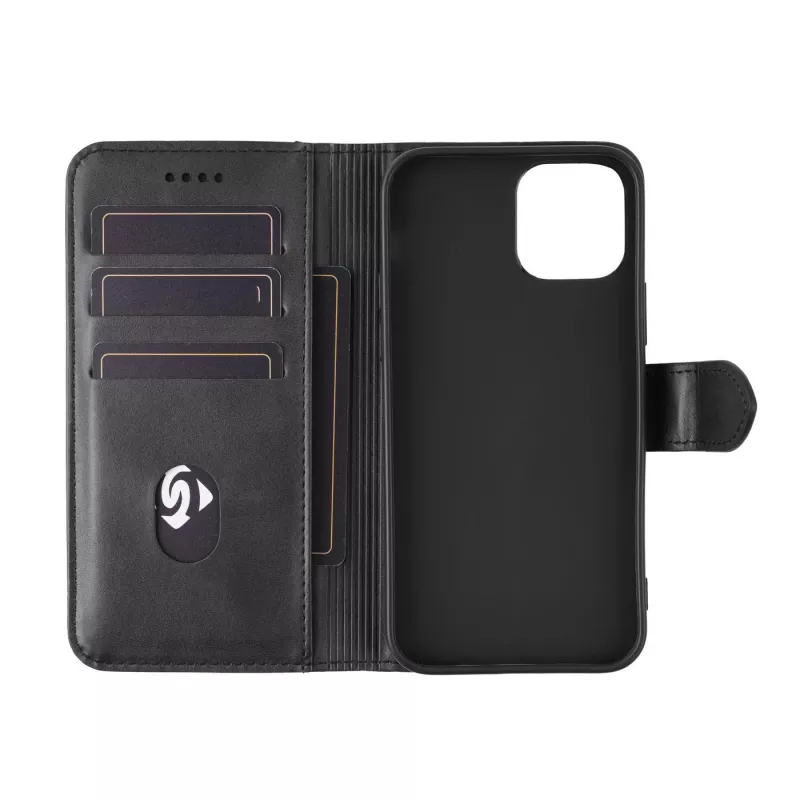 Carteira com capa eSTUFF ES67110011-BULK para iPhone 17 Pro Max preto 3 compartimentos para cartões