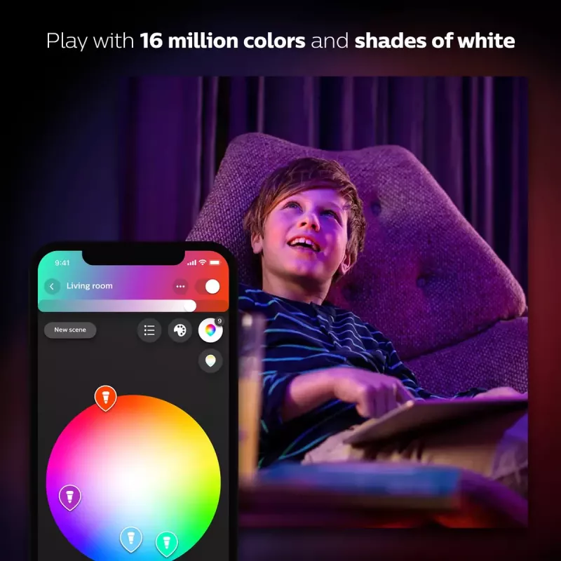 Kit de iniciação Smart LED Philips Hue White and Colour Ambience — 2× lâmpadas E27 11W, Bluetooth/Zigbee